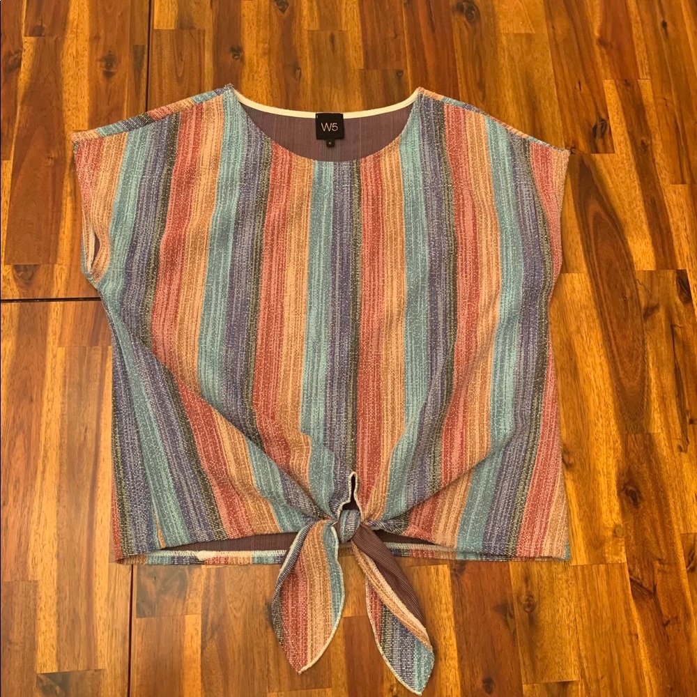 Striped tie blouse